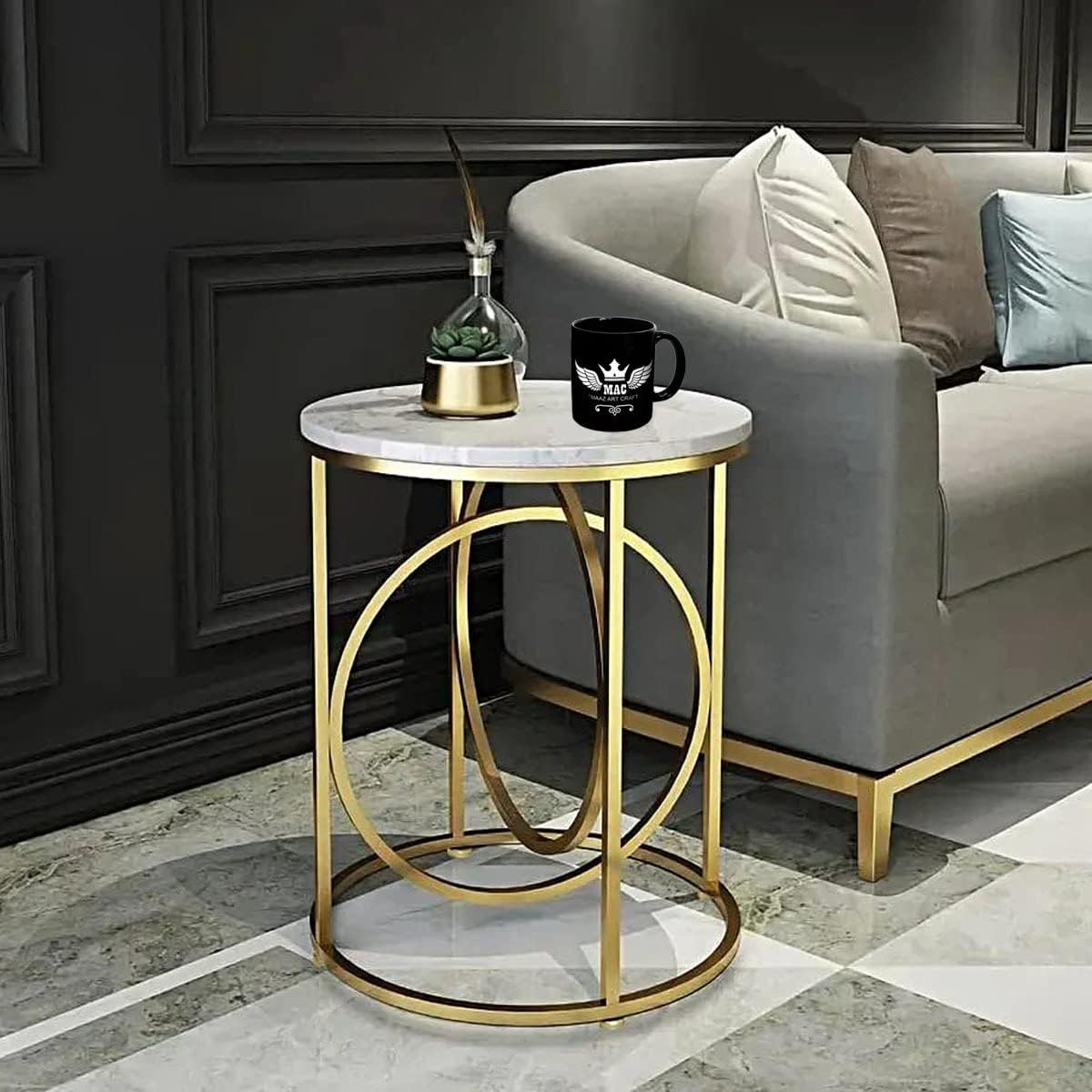 Center 2 Ring Coffee Table Round Coffee Table Luxury Look Modern Design Side Table