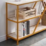 3-Teir Console Table Metal Frame Elegant Luxury Style Center Half Table