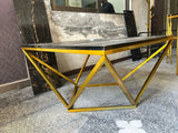 Diamond Shape Based Center Table Gold Paint Finish