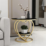 Double Heart Shape Based Coffee Table Metal Frame Side Table