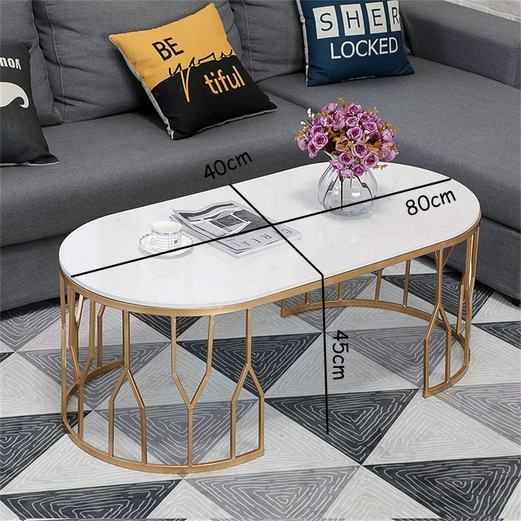 Modern Design Center Table Oval Shape Gold Paint finish