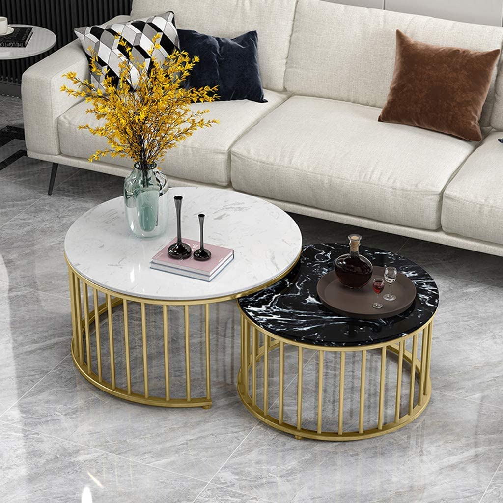 2 Piece Of Nesting Center Table Round Table Luxury Style Table with Living Room - Metal Furniture