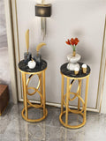 2 Pieces Round Hand Craft Nesting Table Set Gold Paint Finish