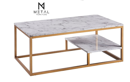 Center Small Shelf Center Table Gold Paint Finish