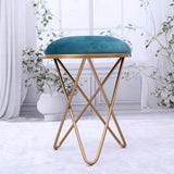 Cross Leg Ottoman Stool Velvet Top For Living Room