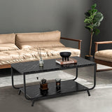 Marble Texture Center Table Modern Center Table 2-Tier Living Room Table