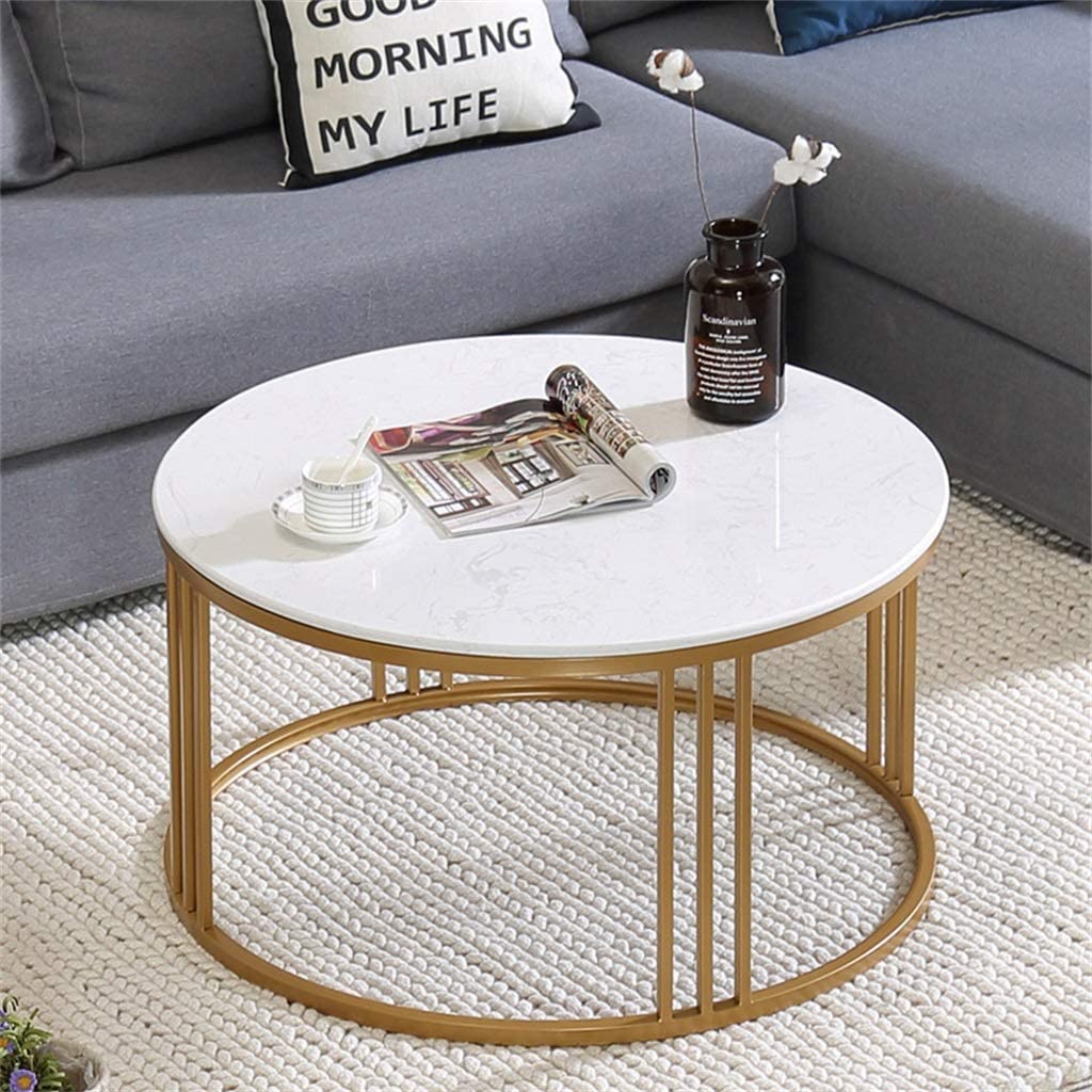Round Shape Rode Based Center Table Gold Paint Finish