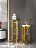 2 Pieces Round Hand Craft Nesting Table Set Gold Paint Finish