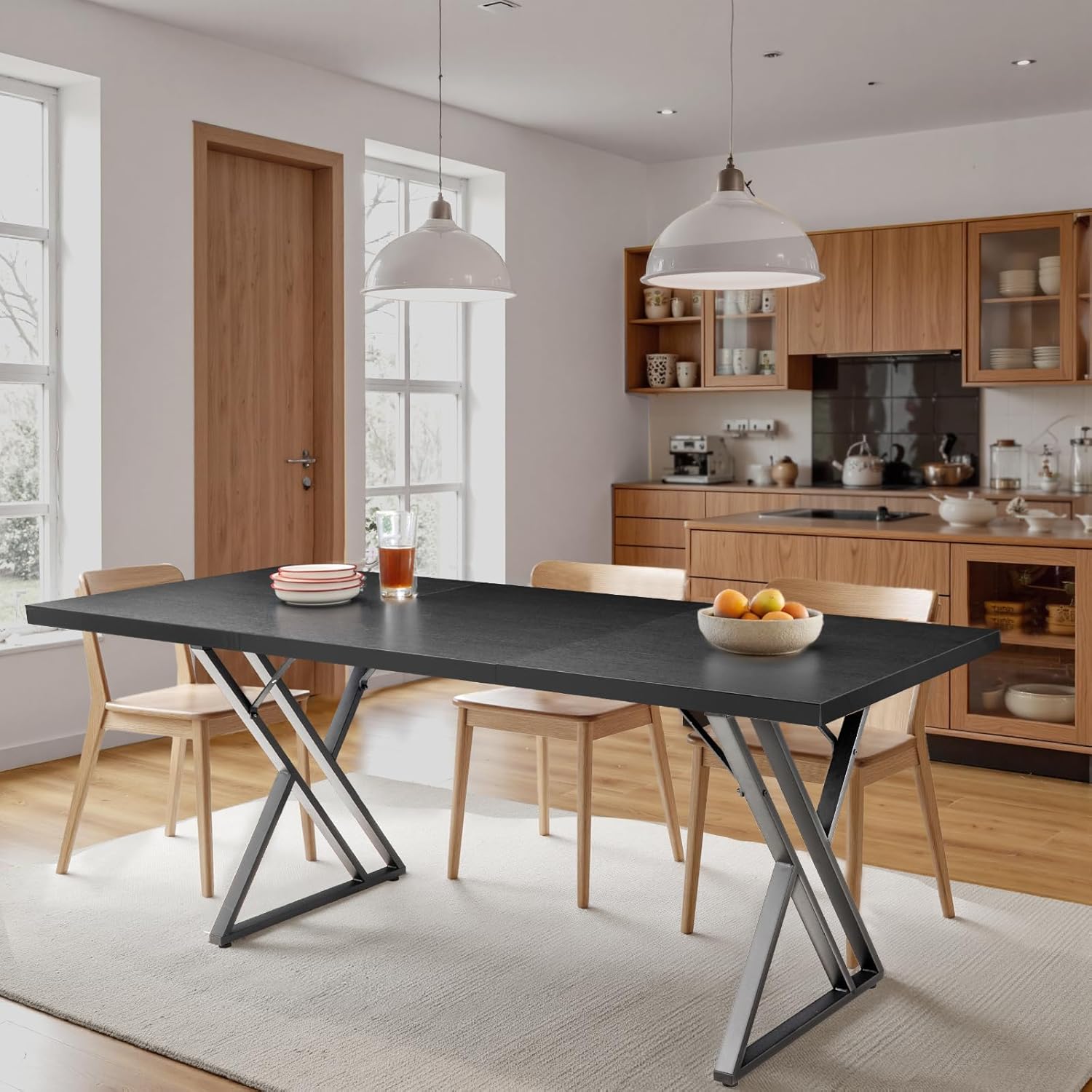 Metal Furniture X-Frame office desk with wide tabletop and heavy-duty metal legs, ideal for study, office, or home workspace.