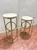2 Pieces Round Hand Craft Nesting Table Set Gold Paint Finish