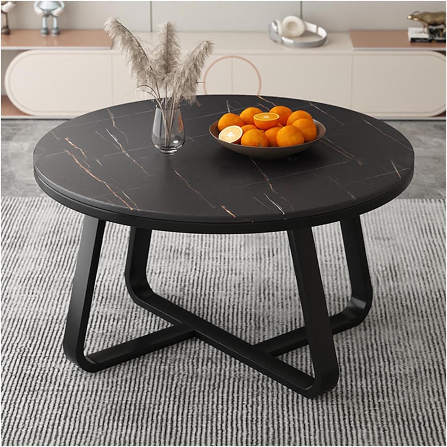 Round Center Table Living Room Table Gold Paint Finish