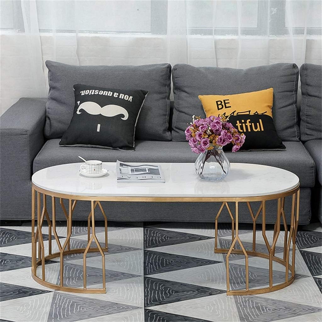 Modern Design Center Table Oval Shape Gold Paint finish