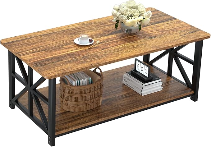 Metal Furniture classic wooden marble texture center table with a stylish, compact design for home, guest area, or workspace use.