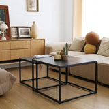 2 Pieces Square Nesting Table Set Center Table Gold paint Finish