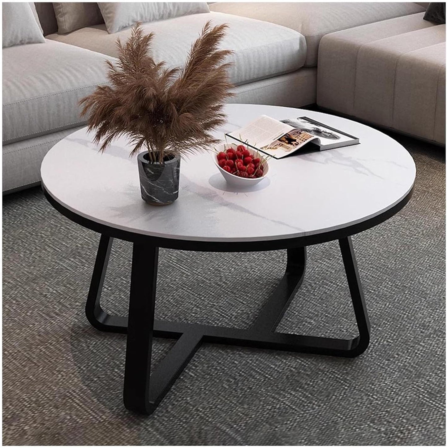 Round Center Table Living Room Table Gold Paint Finish