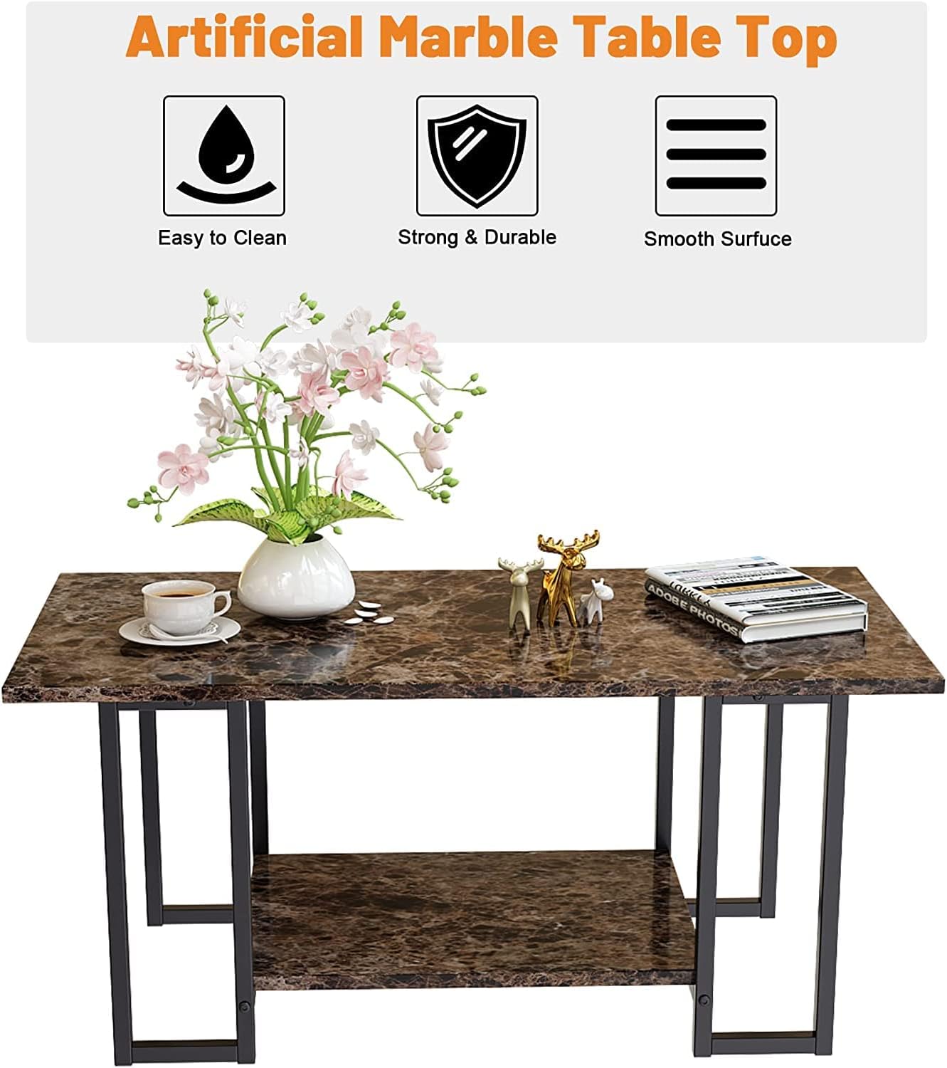 Rectangular Shape 2 Shelf Center Table Living Room Table