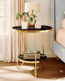 Round Top Two Tier Coffee Table Modern Side Table Living Room Table Luxury Style Table