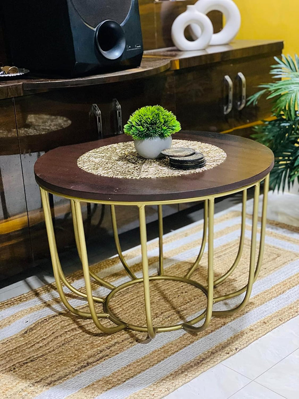 Round Curve Rode Based Center Table Living Room Table – Metal Furniture