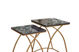2 Pieces Bend Nesting Table Set Gold Paint Finish