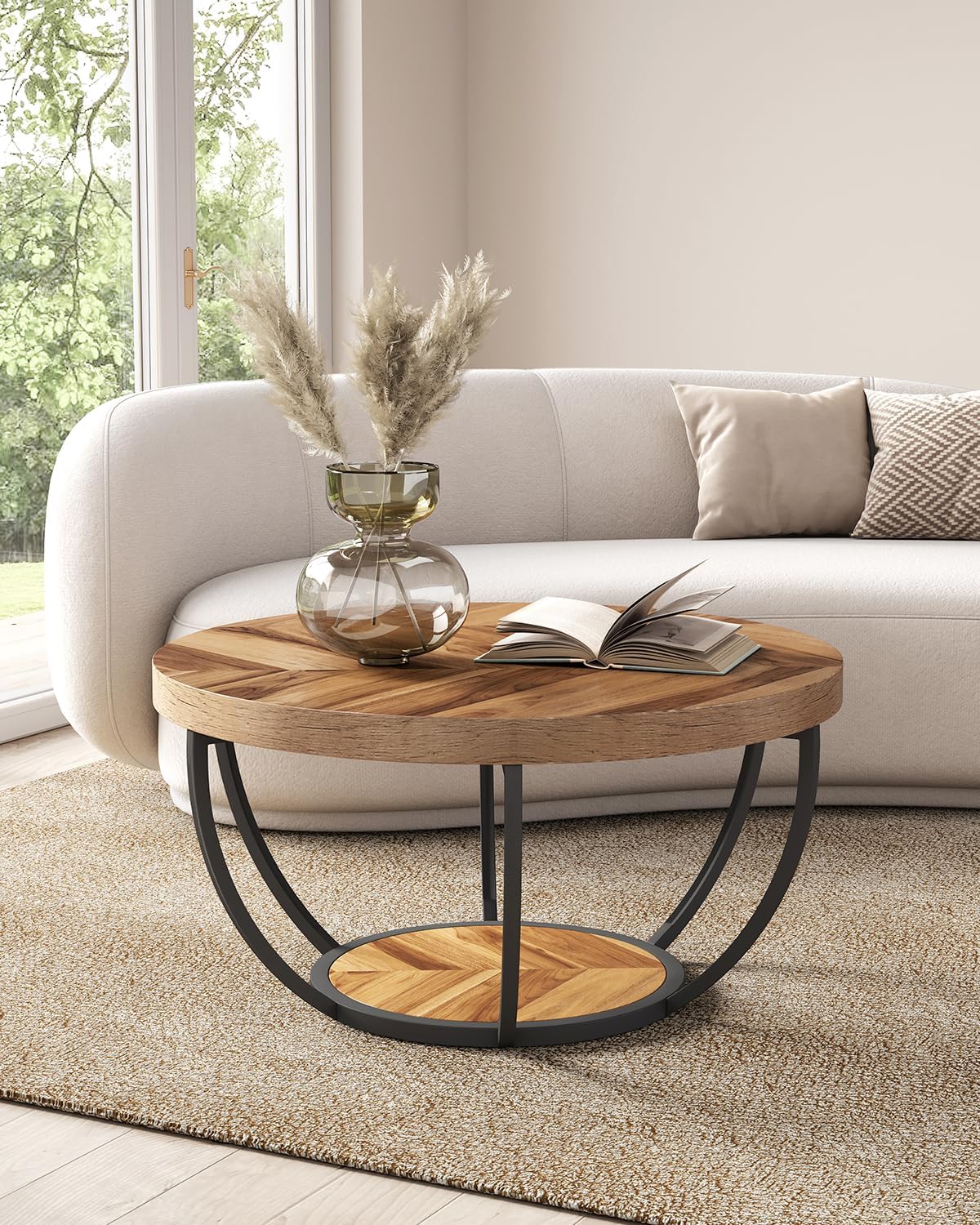 2-Tier Round Rode Based Center Table Elegant Luxury Home Furniture