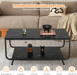 Marble Texture Center Table Modern Center Table 2-Tier Living Room Table