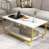 Marble Texture Center Table Modern Center Table 2-Tier Living Room Table