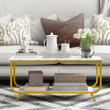Marble Texture Center Table Modern Center Table 2-Tier Living Room Table