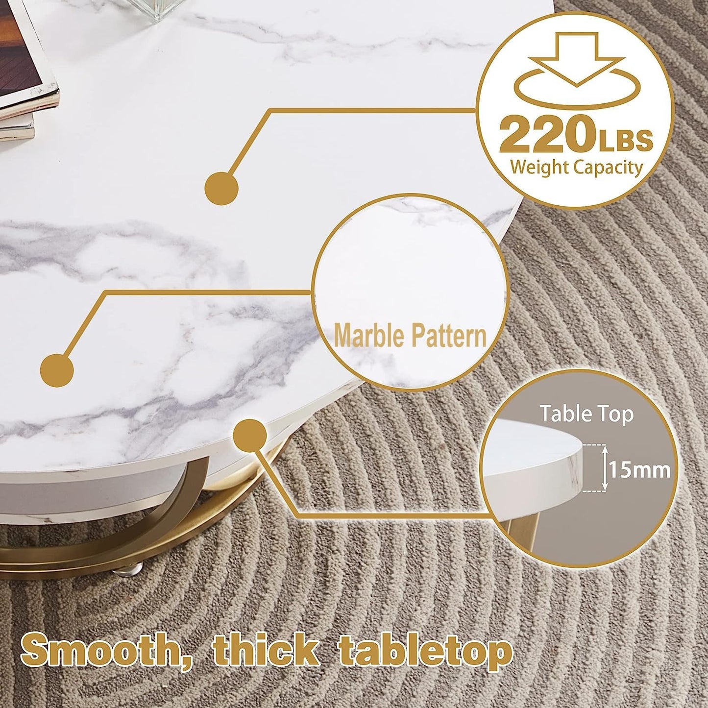 2 Shelf Round Center Table Modern Furniture Home