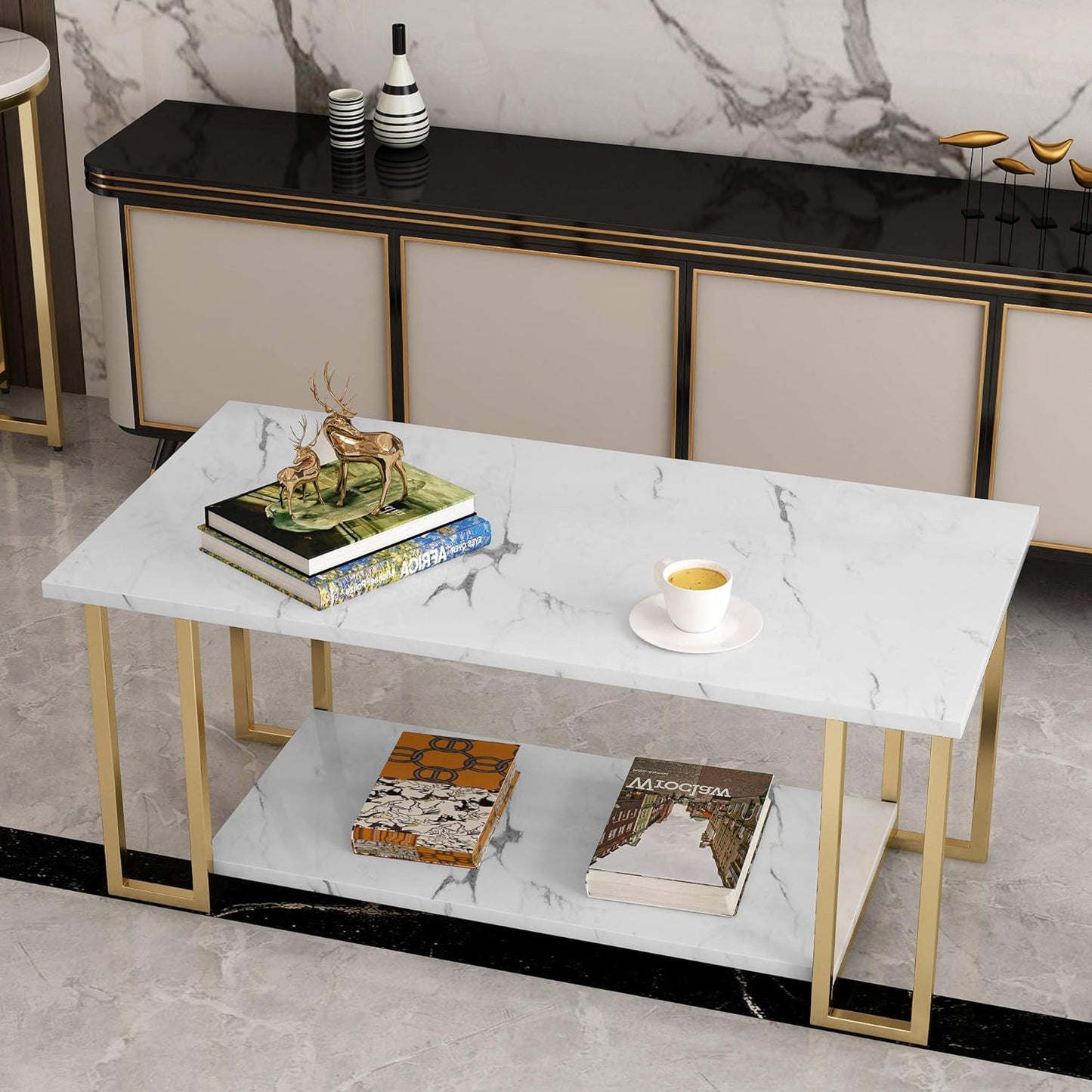Rectangular Shape 2 Shelf Center Table Living Room Table