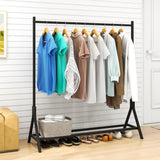 Cloth Hanging Stand Garment Coat Rack with Bottom Shelf Metal Clothes Rack for Hanging Clothes