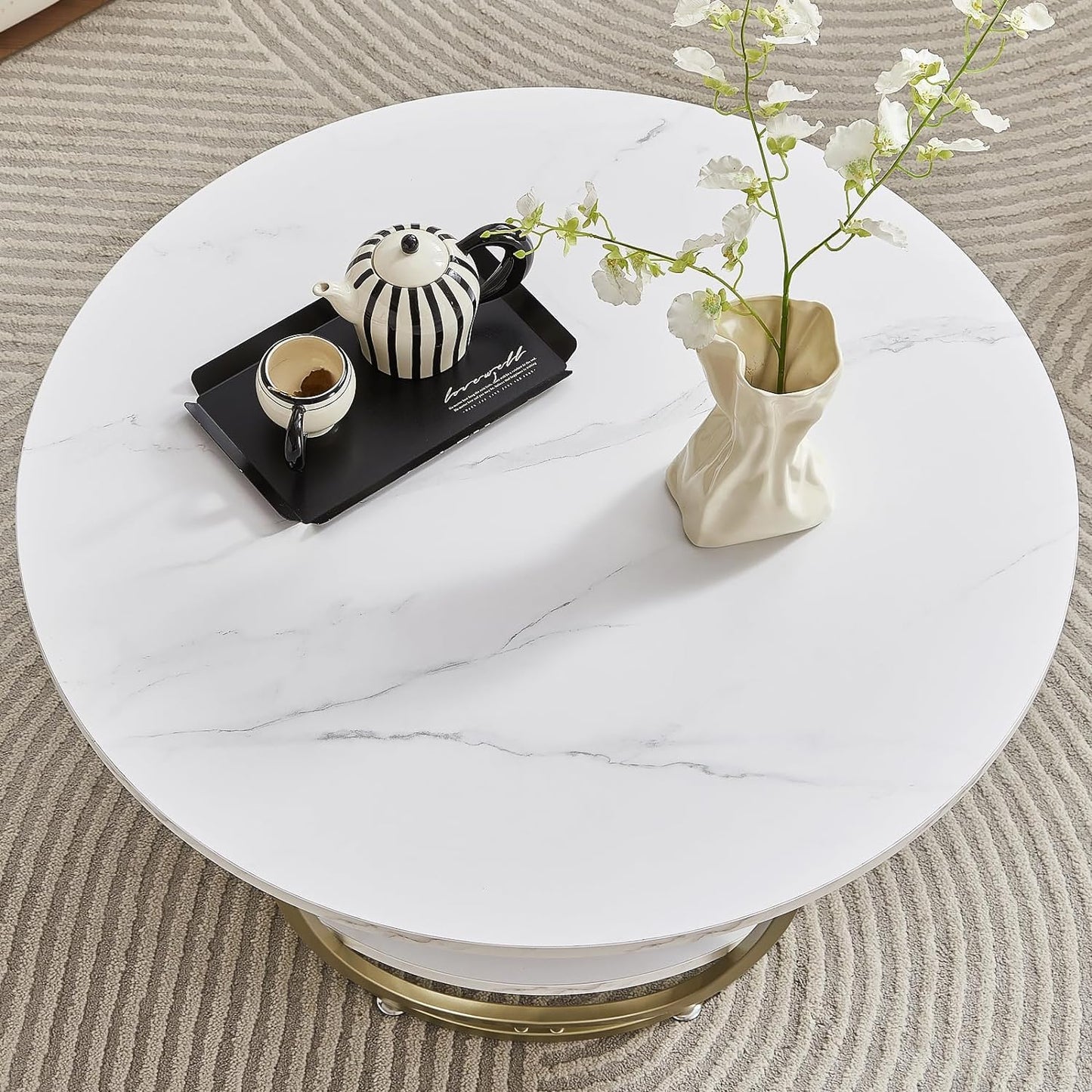 2 Shelf Round Center Table Modern Furniture Home