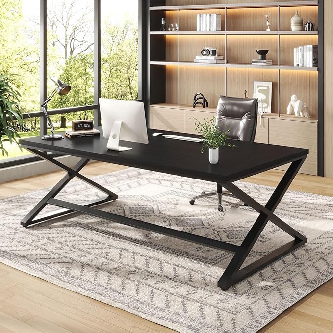Modern minimalist Metal Furniture office desk with sleek wooden finish, ideal for study, work, and professional environments.