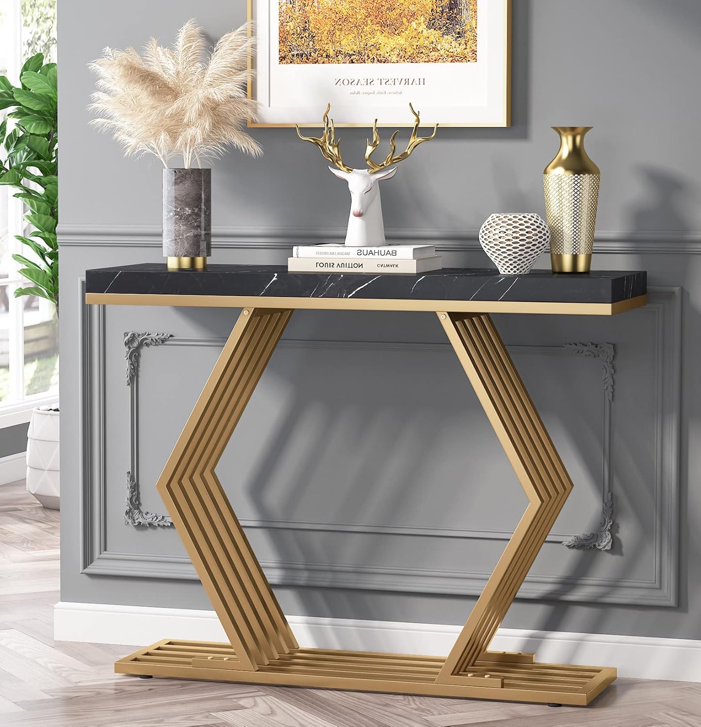 Tribe Designs Console Table – Gold Finish | Metal Furniture