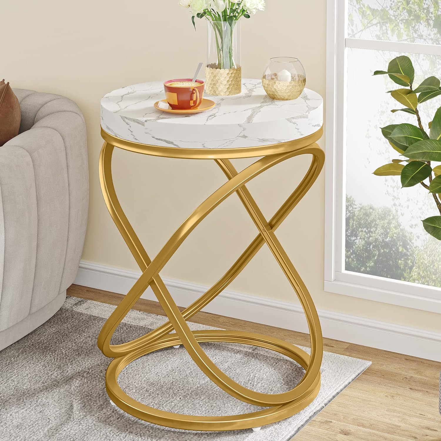 Oval Base Round Coffee Table – Metal Furniture