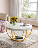 2-Tier Round Rode Based Center Table Elegant Luxury Home Furniture