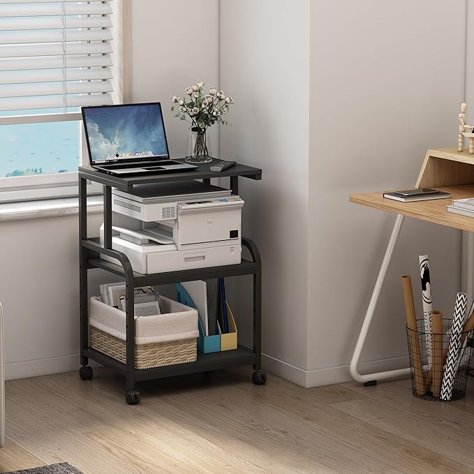 Metal Furniture FlexiCore 3-Tier computer desk trolley with compact, functional office desk design for versatile workspace organization.
