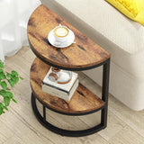 2-Tier End Table Semi Circle, Small Half Round Side Table With Storage Shelf, Space Saving Narrow Accent Sofa Couch Table For Living Room, Bedroom (Gold White)