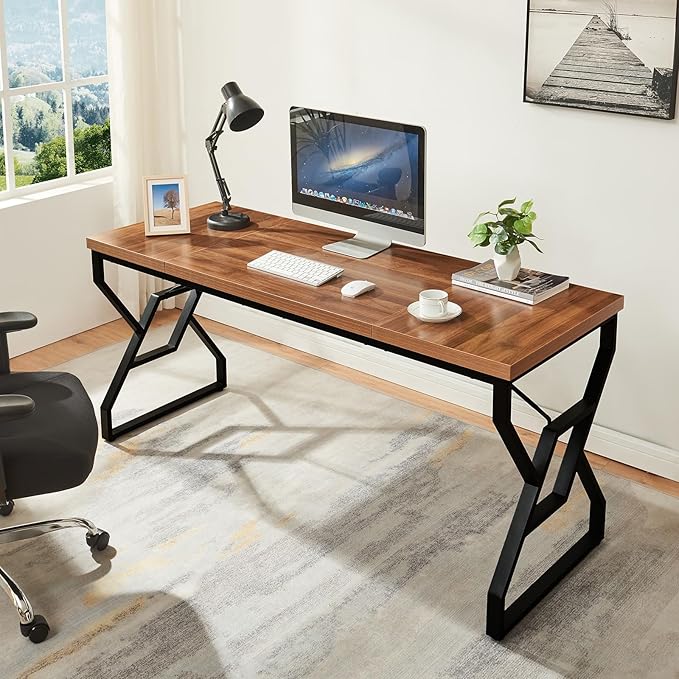 Metal Furniture office desk with minimalist design, sleek finish, ideal for home or study room workspaces.