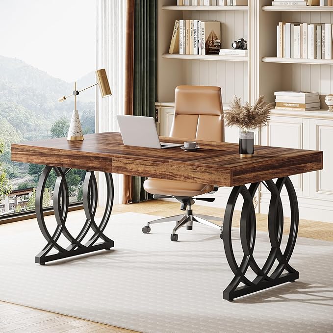Metal Furniture compact office desk with clean surface, ideal for laptops, paperwork, and home or professional office setups.