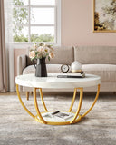 2-Tier Round Rode Based Center Table Elegant Luxury Home Furniture