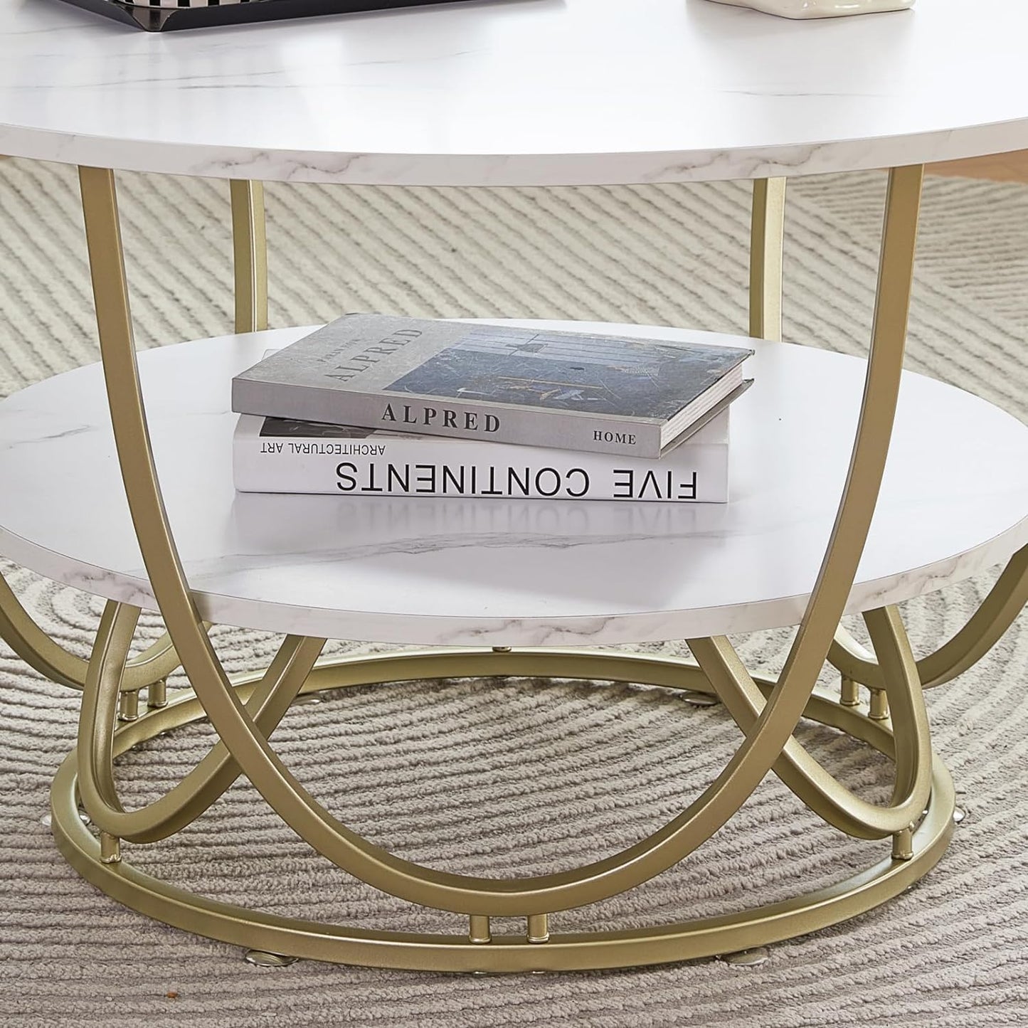 2 Shelf Round Center Table Modern Furniture Home