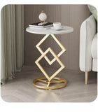 Round Top Geometric Base Coffee Table Luxury Look Sofa Side Table