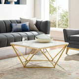 Diamond Shape Based Center Table Gold Paint Finish