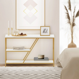 3-Teir Console Table Metal Frame Elegant Luxury Style Center Half Table