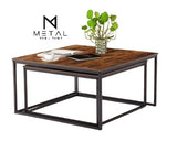 2 Pieces Square Nesting Table Set Center Table Gold paint Finish