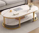 Modern Oval Shape Wooden Marble Texture Sheet Center Table – Elegant Design for Contemporary Living