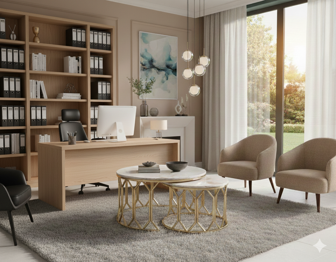 Premium Golden Round Center Tables - Modern Coffee Table Set for Living Room | Metal Furniture