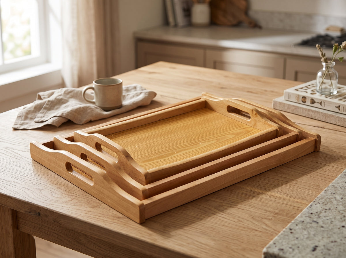 3-Piece Decorative Tray Set | Modern Serving & Display Trays for Home | Multipurpose Serving Trays