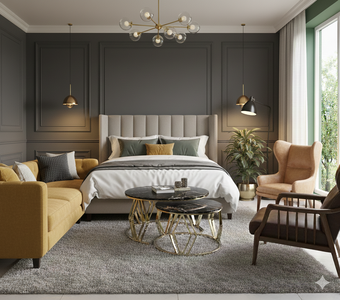 Golden Metal Center Table Set - Modern Luxury Coffee Tables for Living Room | Metal Furniture