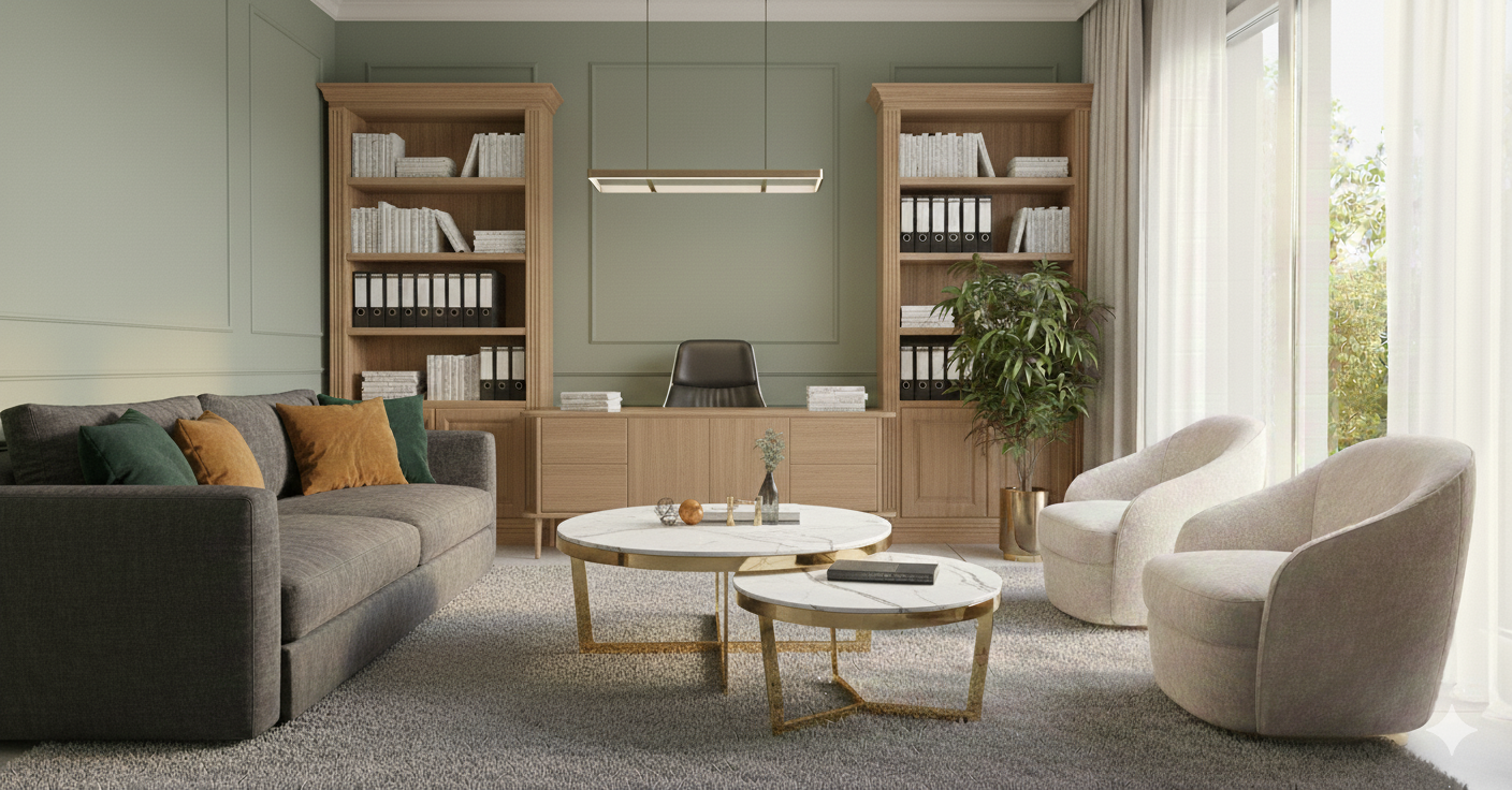 Modern Center Table Set with Golden Frame - Stylish Coffee Tables for Home & Office | Metal Furniture